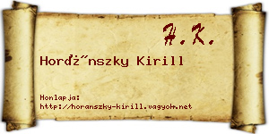 Horánszky Kirill névjegykártya
